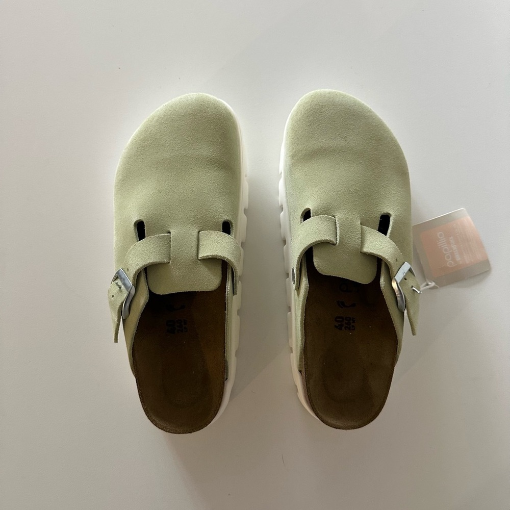 NEW Birkenstock Papillio Chunky Platform Boston Suede Clog Green 40 9-9.5 - Picture 4 of 9
